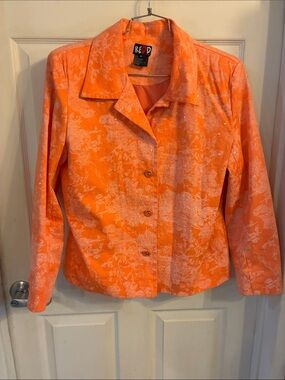 REDD Vintage Orange Floral Design w/Button-Down Jacket, Size: 16